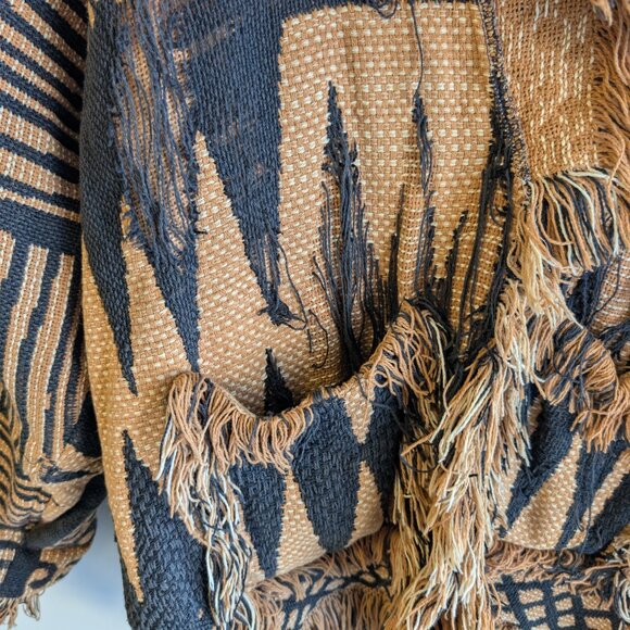 Handcrafted Upcycled Rug to Jacket with fringe - Picture 3 of 9